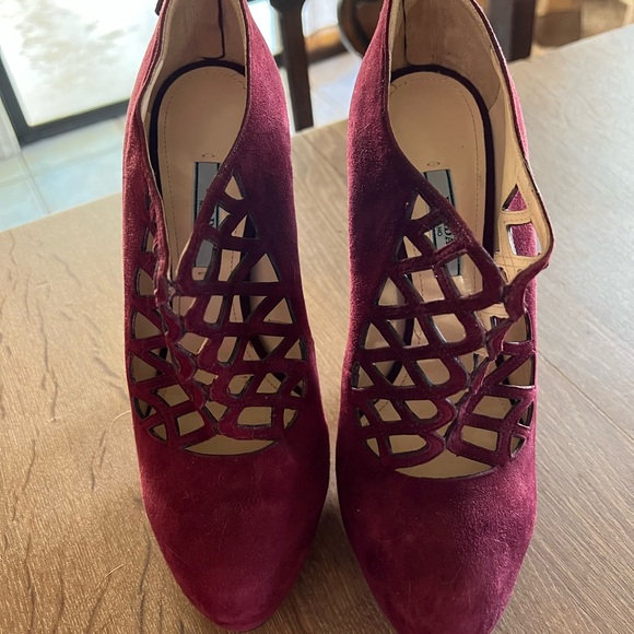 Prada Burgundy Suede Heels - Picture 6 of 7